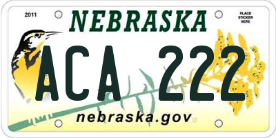 NE license plate ACA222