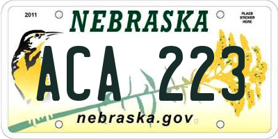 NE license plate ACA223