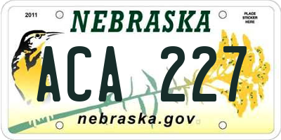 NE license plate ACA227