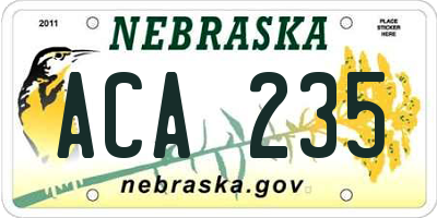 NE license plate ACA235