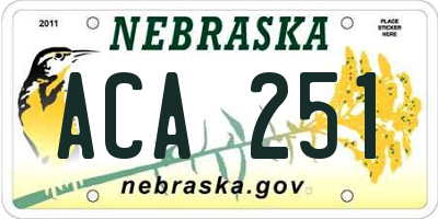 NE license plate ACA251