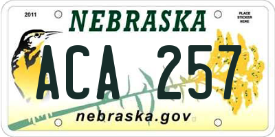 NE license plate ACA257
