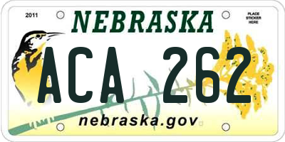 NE license plate ACA262