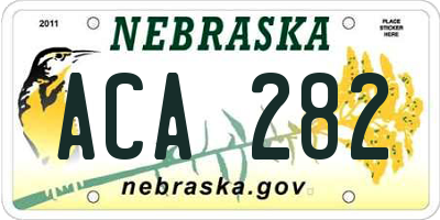 NE license plate ACA282
