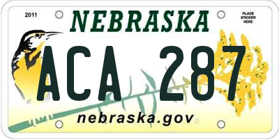 NE license plate ACA287