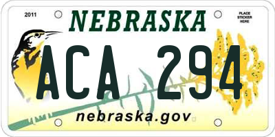 NE license plate ACA294