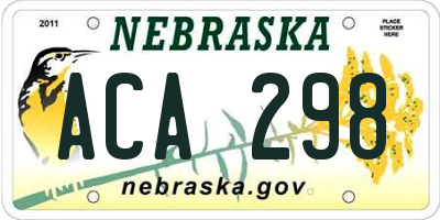 NE license plate ACA298