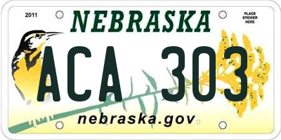 NE license plate ACA303