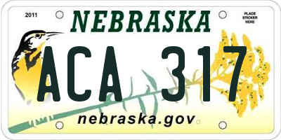 NE license plate ACA317
