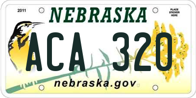 NE license plate ACA320