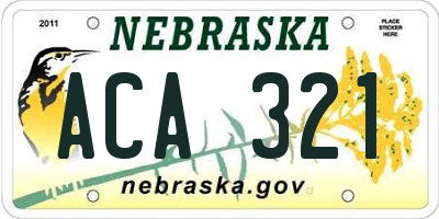 NE license plate ACA321