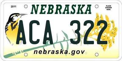 NE license plate ACA322