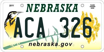NE license plate ACA326