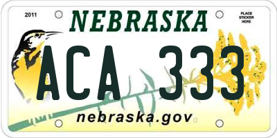NE license plate ACA333