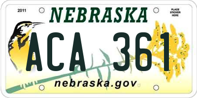 NE license plate ACA361