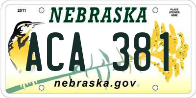 NE license plate ACA381