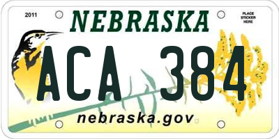 NE license plate ACA384