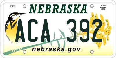 NE license plate ACA392