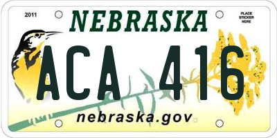 NE license plate ACA416