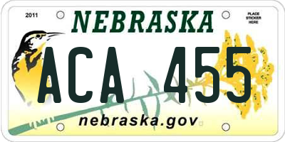 NE license plate ACA455