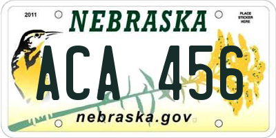 NE license plate ACA456