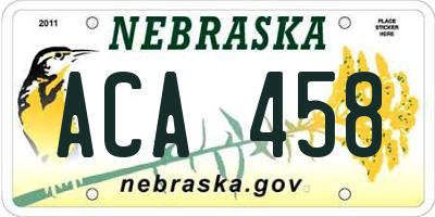 NE license plate ACA458