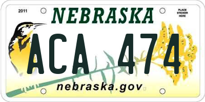 NE license plate ACA474