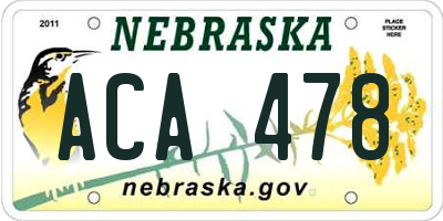 NE license plate ACA478