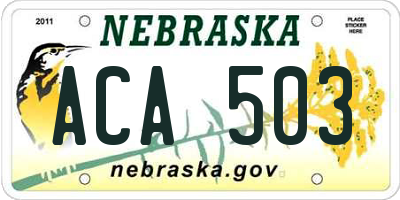 NE license plate ACA503