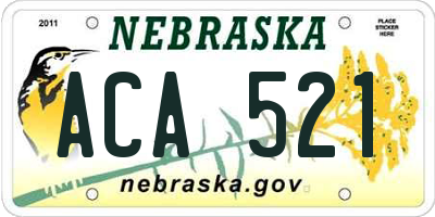 NE license plate ACA521