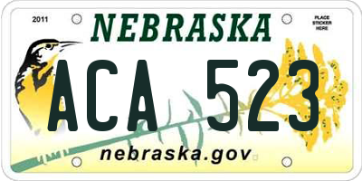 NE license plate ACA523