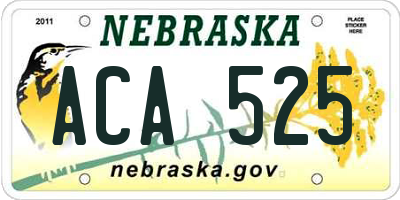 NE license plate ACA525