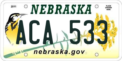 NE license plate ACA533