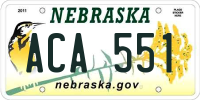 NE license plate ACA551