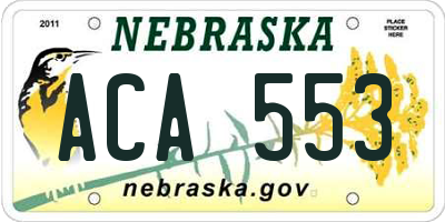 NE license plate ACA553