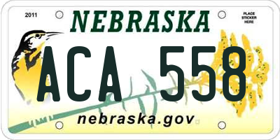 NE license plate ACA558