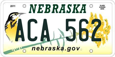 NE license plate ACA562