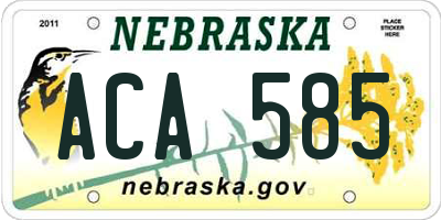 NE license plate ACA585