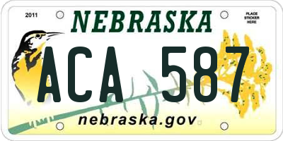 NE license plate ACA587