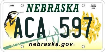 NE license plate ACA597