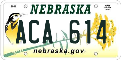 NE license plate ACA614