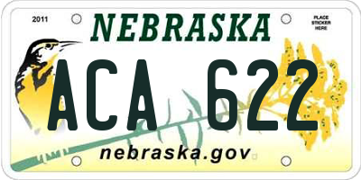 NE license plate ACA622