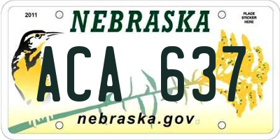 NE license plate ACA637