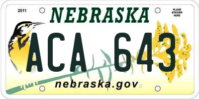 NE license plate ACA643