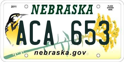 NE license plate ACA653