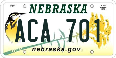 NE license plate ACA701
