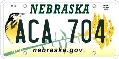 NE license plate ACA704