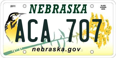 NE license plate ACA707