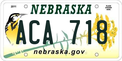 NE license plate ACA718