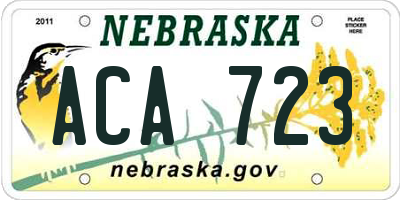 NE license plate ACA723